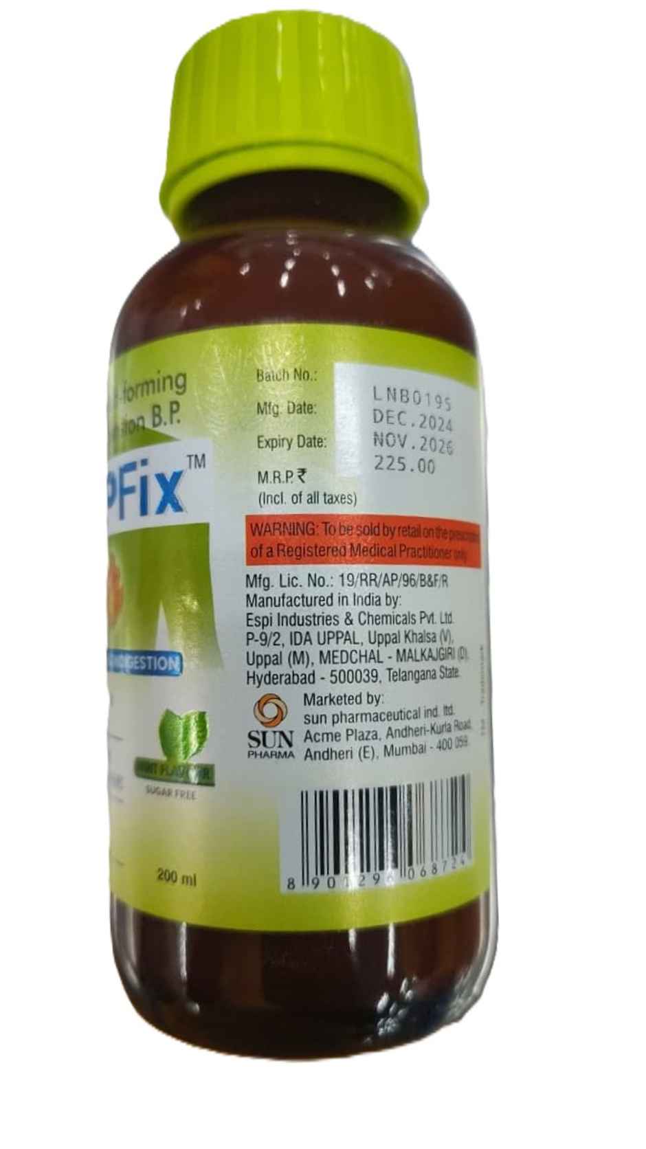 Pepfix Sugar Free Mint Flavour Oral Suspension