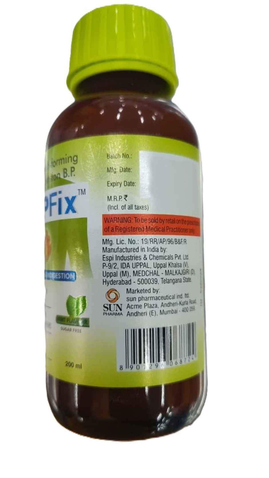 Pepfix Sugar Free Mint Flavour Oral Suspension