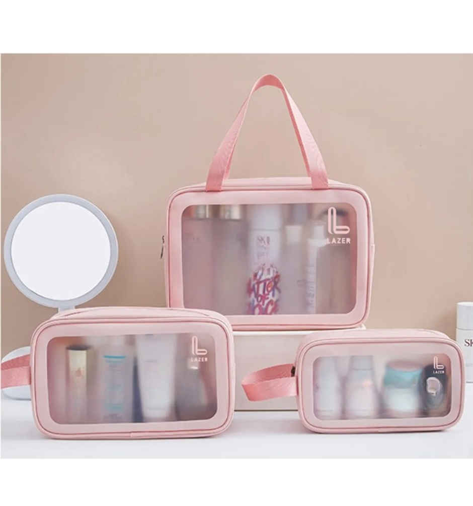 Lazer Makeup Travel Pouch | Cosmetic Bag | Travel kit Pouch for Toiletries | Pink