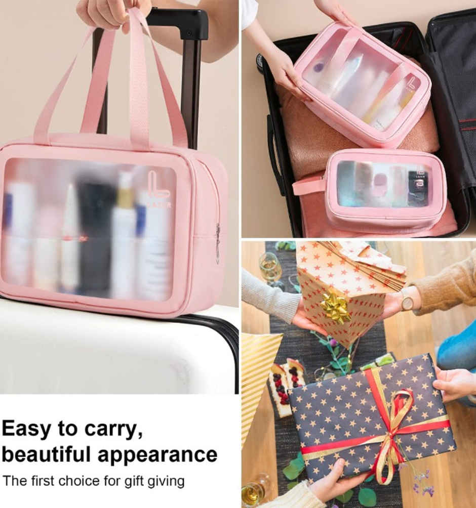 Lazer Makeup Travel Pouch | Cosmetic Bag | Travel kit Pouch for Toiletries | Pink