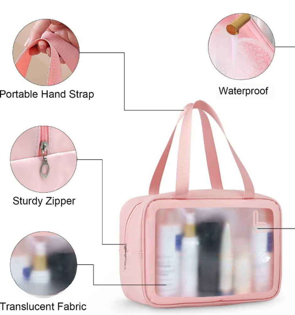 Lazer Makeup Travel Pouch | Cosmetic Bag | Travel kit Pouch for Toiletries | Pink