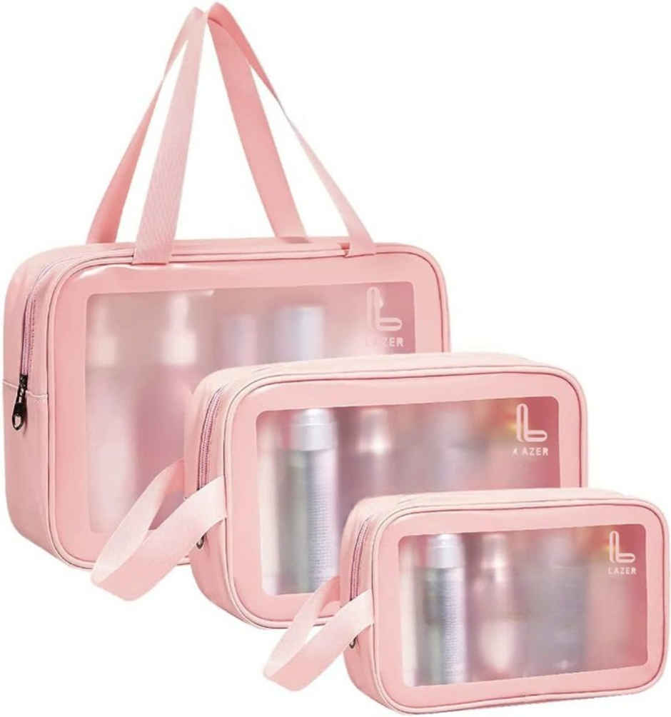 Lazer Makeup Travel Pouch | Cosmetic Bag | Travel kit Pouch for Toiletries | Pink