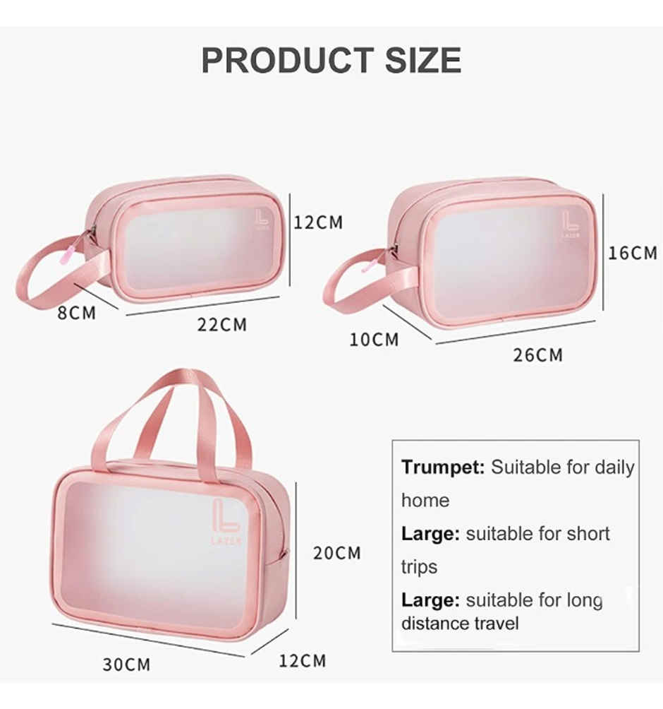 Lazer Makeup Travel Pouch | Cosmetic Bag | Travel kit Pouch for Toiletries | Pink