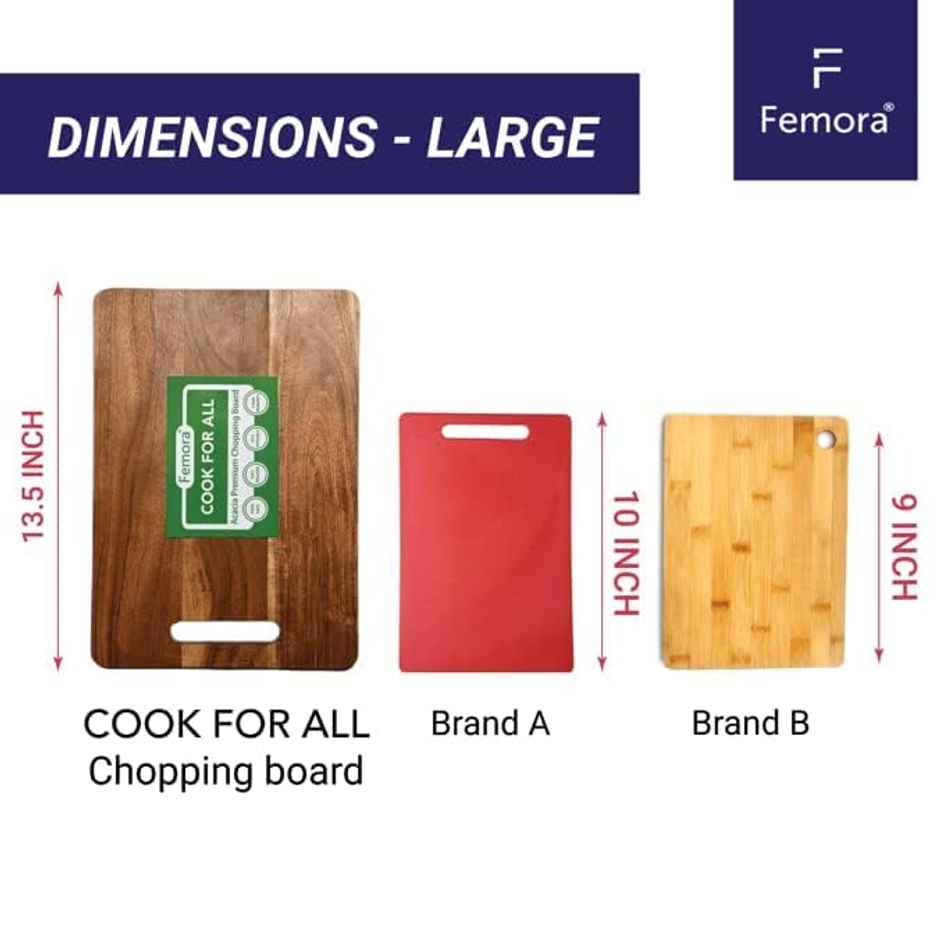 Femora Vegetable Acacia Wood Chopping Board Anti Bacterial Seasoned 135 X 95 Inch (34 X 245 Cm)