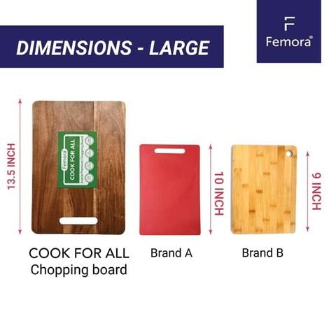Femora Vegetable Acacia Wood Chopping Board Anti Bacterial Seasoned 135 X 95 Inch (34 X 245 Cm)
