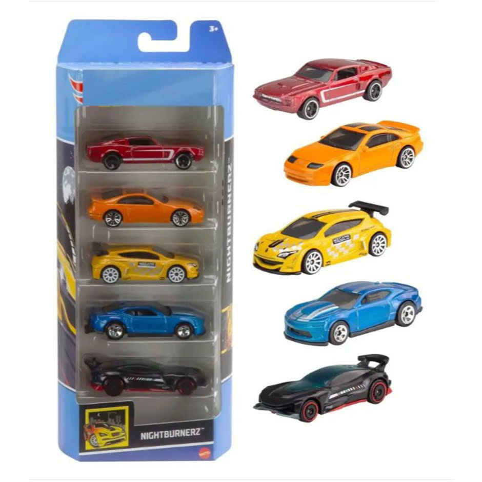 Hot Wheels 5-Car Pack of 1:64 Scale Vehicles NIGHT-BURNER