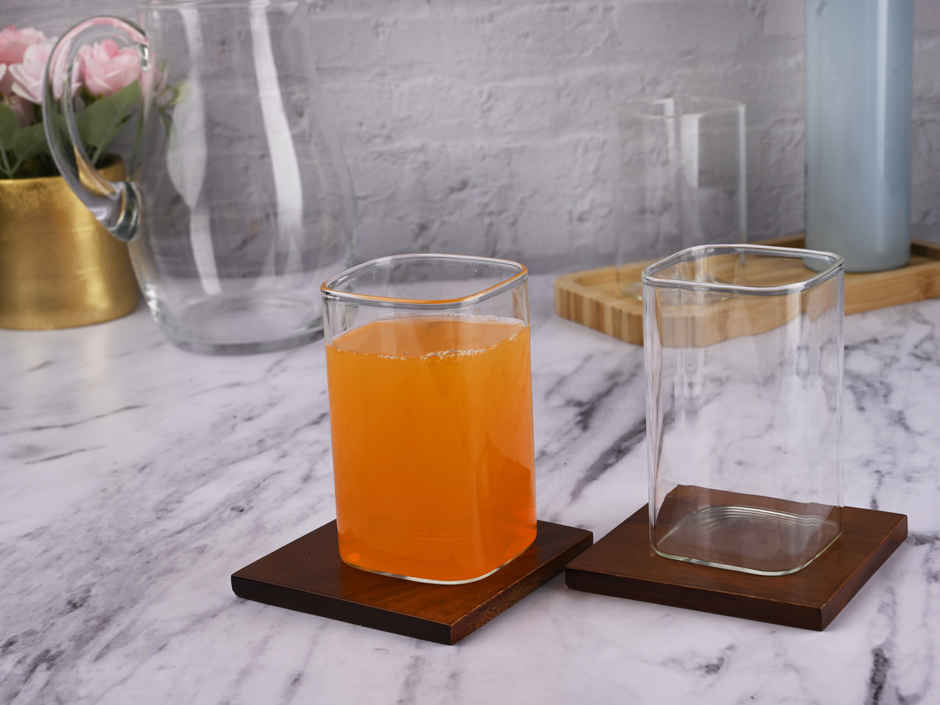 Sanjeev Kapoor Amsterdam High Borosilicate Square Glass 280 ml - Set Of 6 pcs