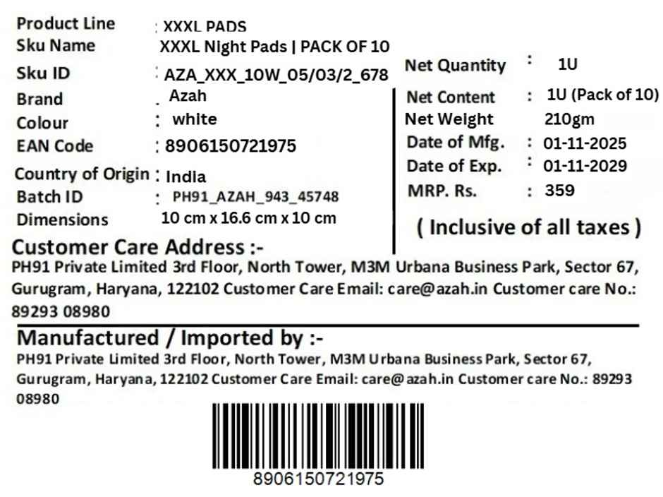  Azah Rash Free Night Sanitary Pads - XXXL