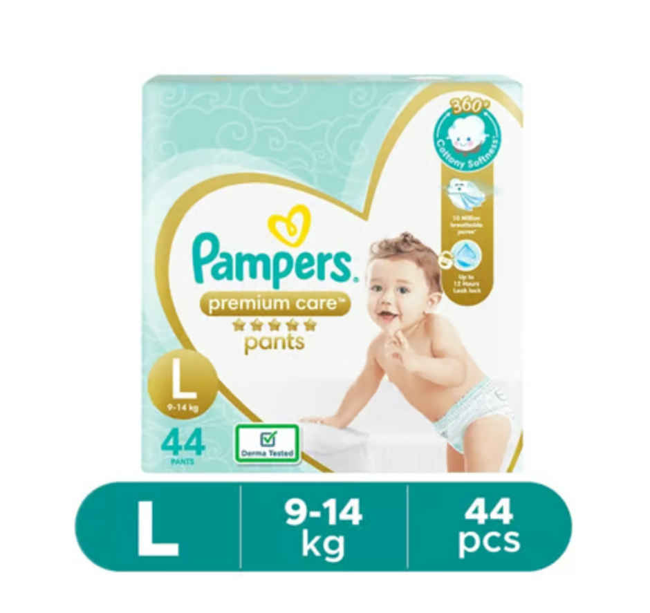Pampers Premium Care Baby Diapers | Pant Style | L | 44 pcs