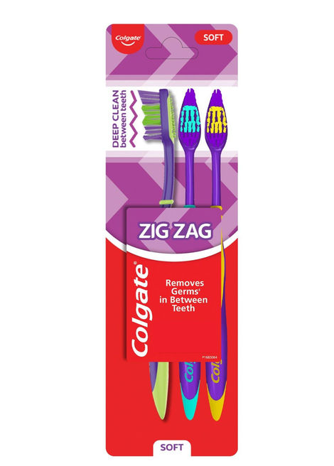 Colgate ZigZag Soft Bristle Toothbrush, Compact Brush Head for Deep & Complete Cleansing