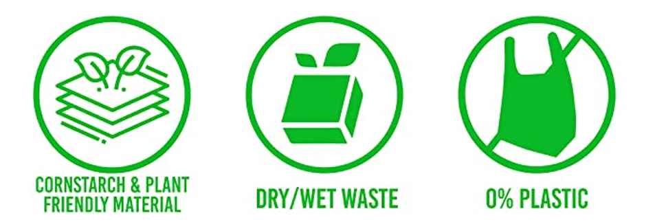 Earthmate Green Leaf Compostable Garbage Bags - Green Large | 25 x 30 Inch Combo