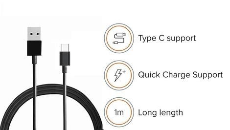 Basics Ind Fast Charging Usb To Type C Charging Cable | Black