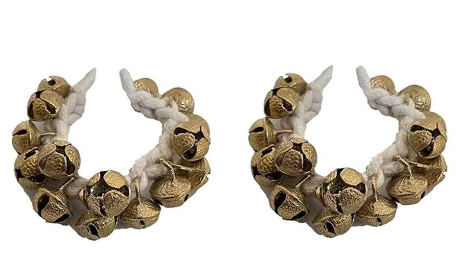 Uapan Brass Ghungroo Small White String Pair 15+15