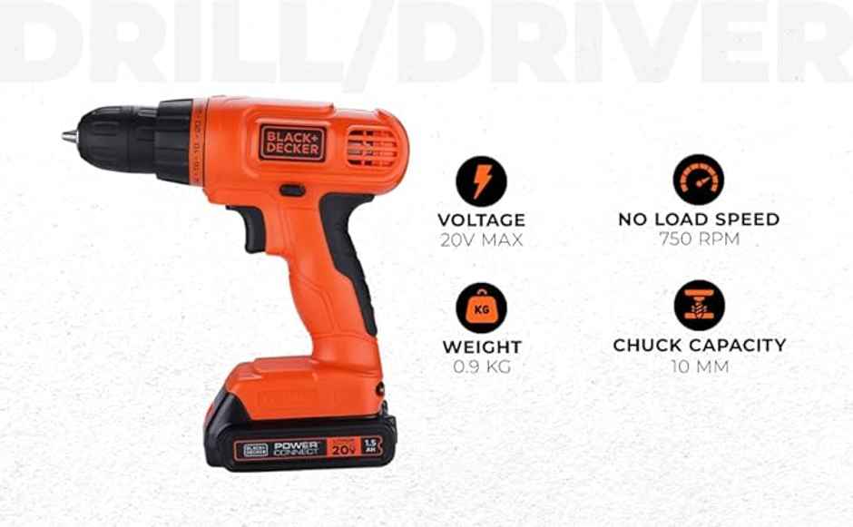 BLACK+DECKER LD120VA-IN 20V MAX POWERCONNECT Li-ion Cordless Drill/Driver + 30 Pc Kit Set, 750 RPM