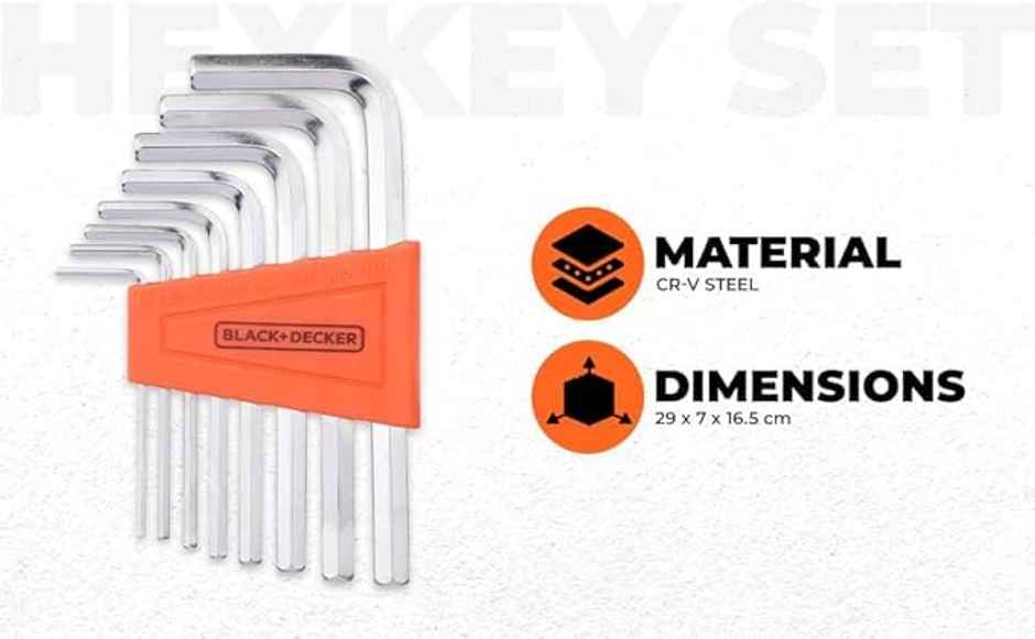 Black+Decker Bdht81593 8-pc Steel Hexkey Set Ideal For Repair & Maintenance