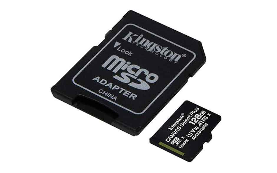 Kingston Canvas Select Plus 128Gb Microsd Cardclass 10 Uhs-I 100Mb/S Adapter Sdcs2/128Gbin Black