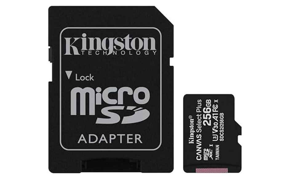 Kingston Canvas Select Plus 256Gb Microsd Card Class 10 Uhs-I 100Mb/S Withadapter Sdcs2/256Gbin