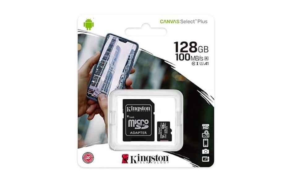 Kingston Canvas Select Plus 128Gb Microsd Cardclass 10 Uhs-I 100Mb/S Adapter Sdcs2/128Gbin Black