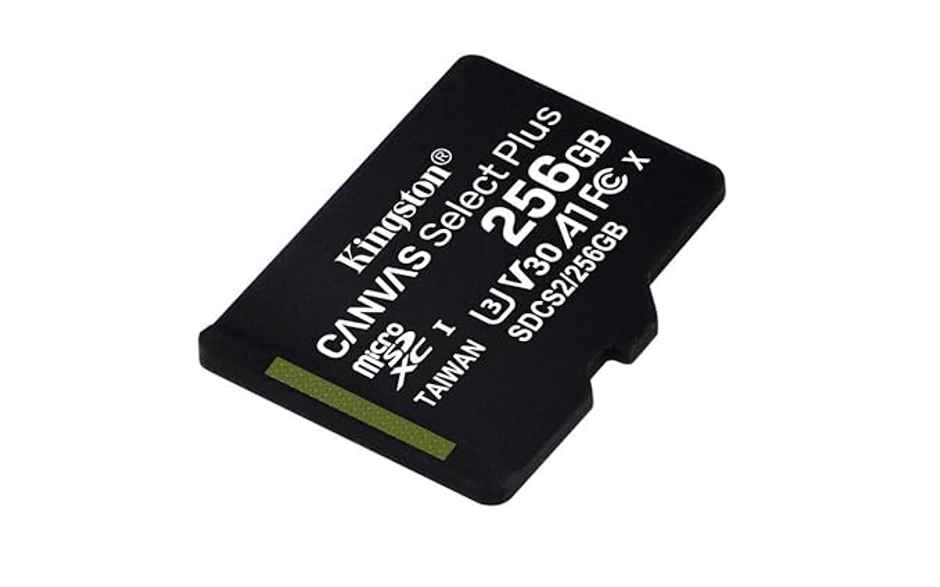 Kingston Canvas Select Plus 256Gb Microsd Card Class 10 Uhs-I 100Mb/S Withadapter Sdcs2/256Gbin