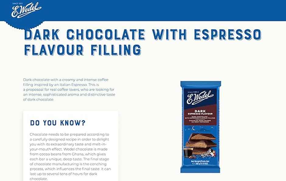 Wedel Dark Chocolate With Espresso Filling Bar