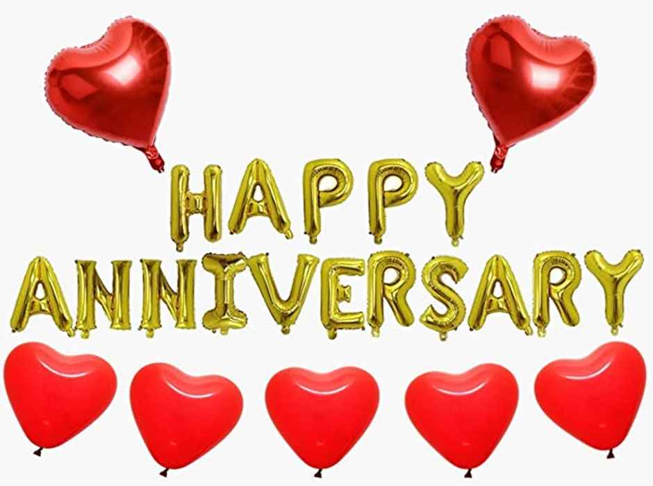 Happy Anniversary Foil Balloon Assorted Colour, Pack of 16 Letters Balloons
