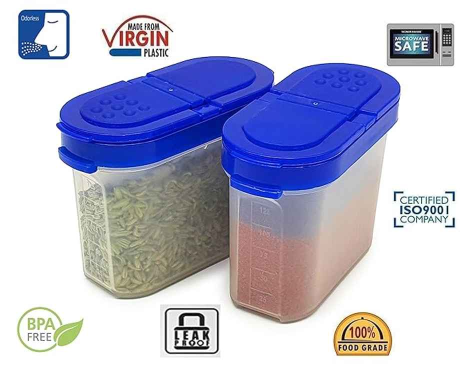 Mahaware Modular Wonder Spice Sprinkler | Fridge safe Container | 150ml (Set of 12) (Blue)