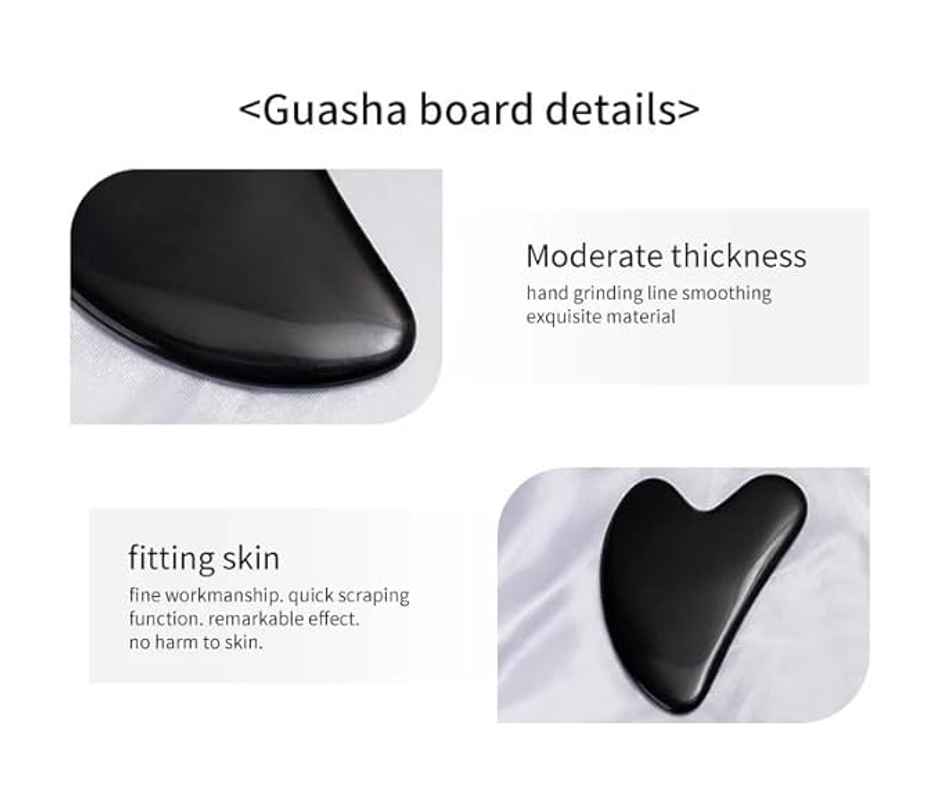 Bronson Professional Black Obsidian Gua Sha Face Massage Tool For Face and Neck Glowing Skin