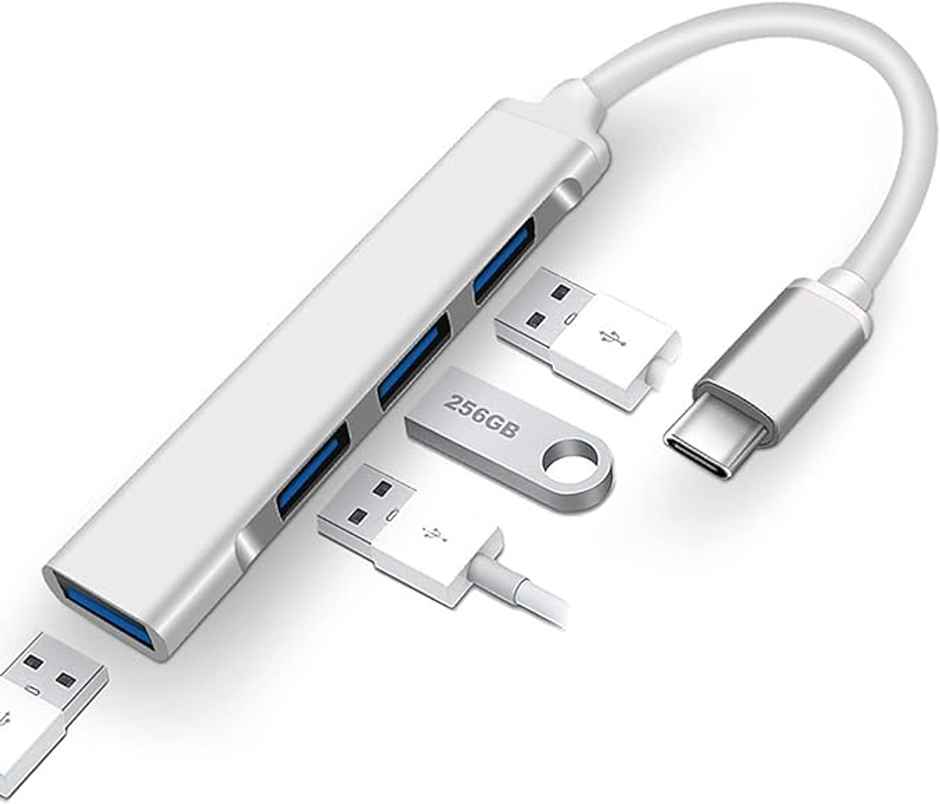 Sounce 4 In 1 Portable Usb C Hub (Type-C To 4 Usb-A Ports) With Aluminum Shell, White