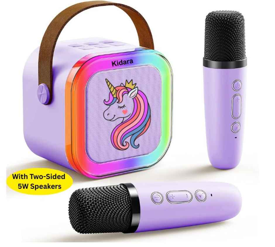 Kidara Unicorn Karaoke Speaker & Mic Set (5 W, Purple)