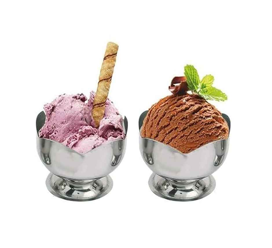 Perpetual Mart Stainless Steel Dessert Cups Flower Shape with Spoon
