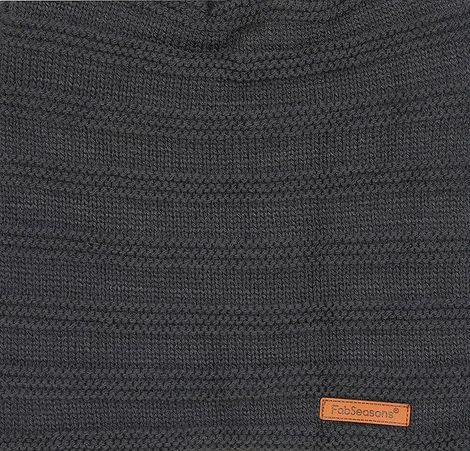 Fabseasons Unisex Acrylic Wool Beanie and Muffler | Dark Grey - Free Size