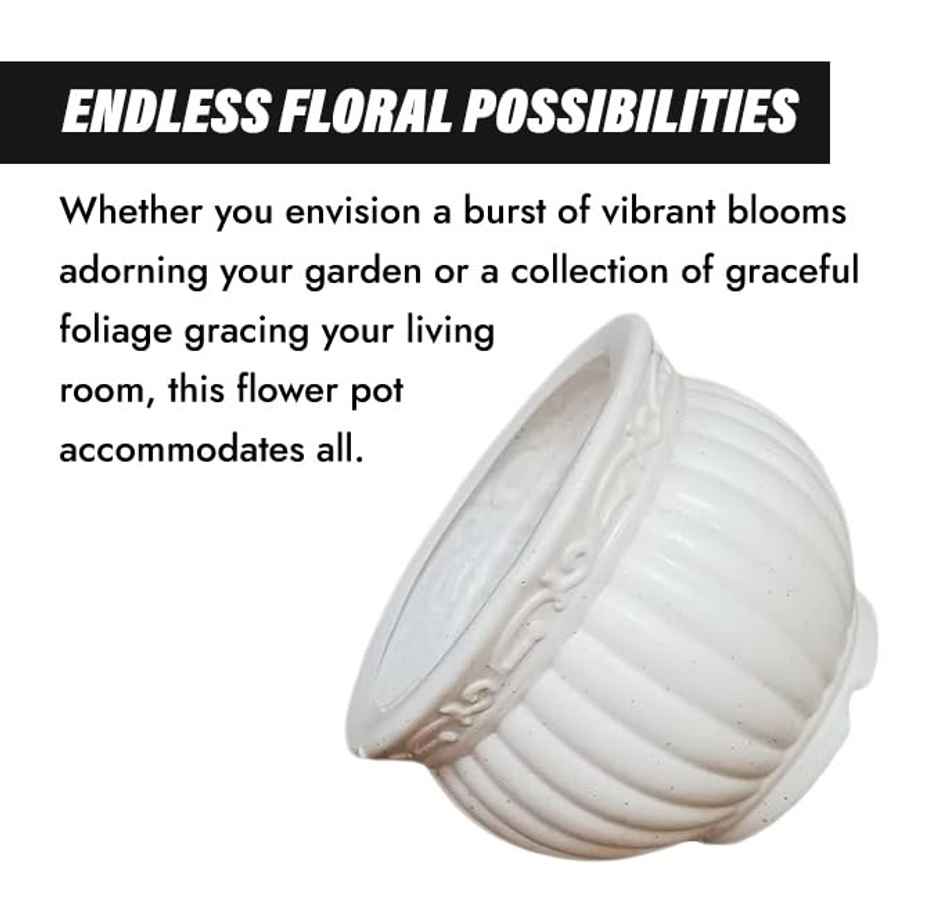 Kuber Industries Pack of 3 Kanha Matki 6 Inch Flower Pot | Indoor & Outdoor Planter | White