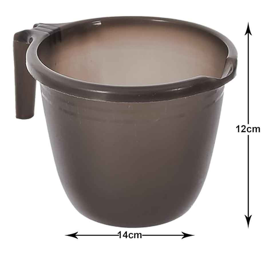 Kuber Industries Pack of 2 Plastic Bathroom Mug|Size 14 x 14 x 12 CM|1 L (Black)