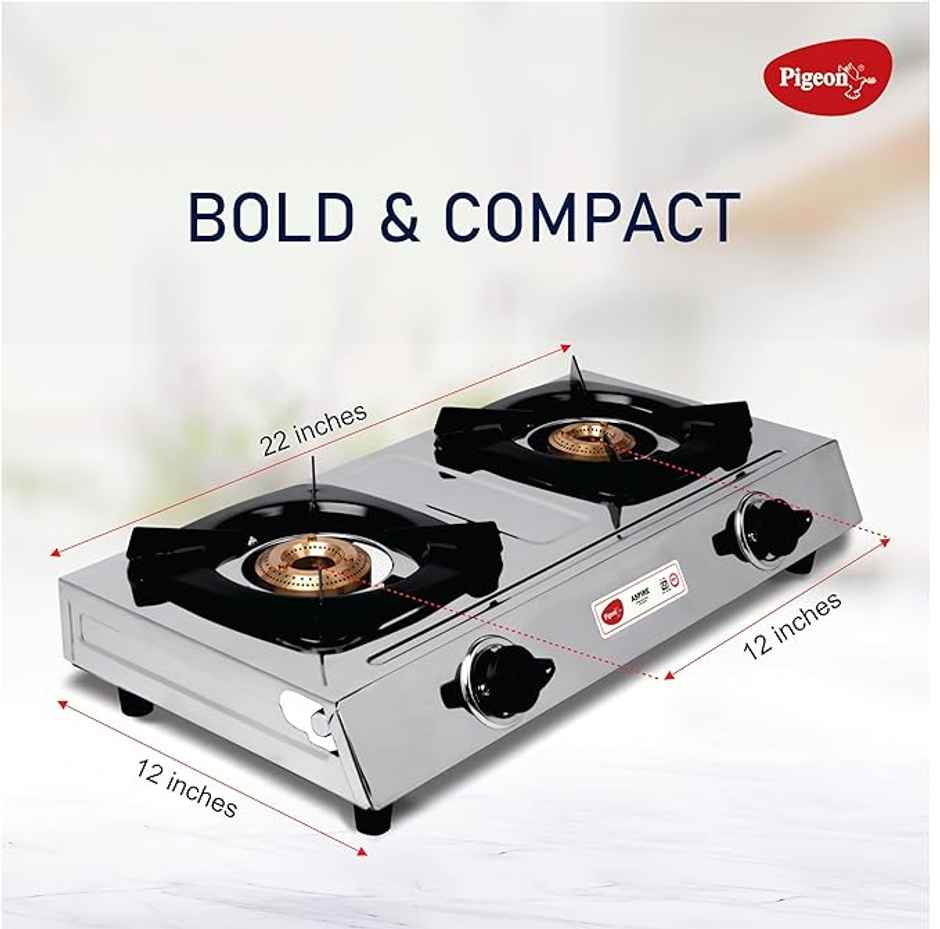Pigeon by Stovekraft Stainless Steel LPG Gas Stoves | 2 Burner | Aspire