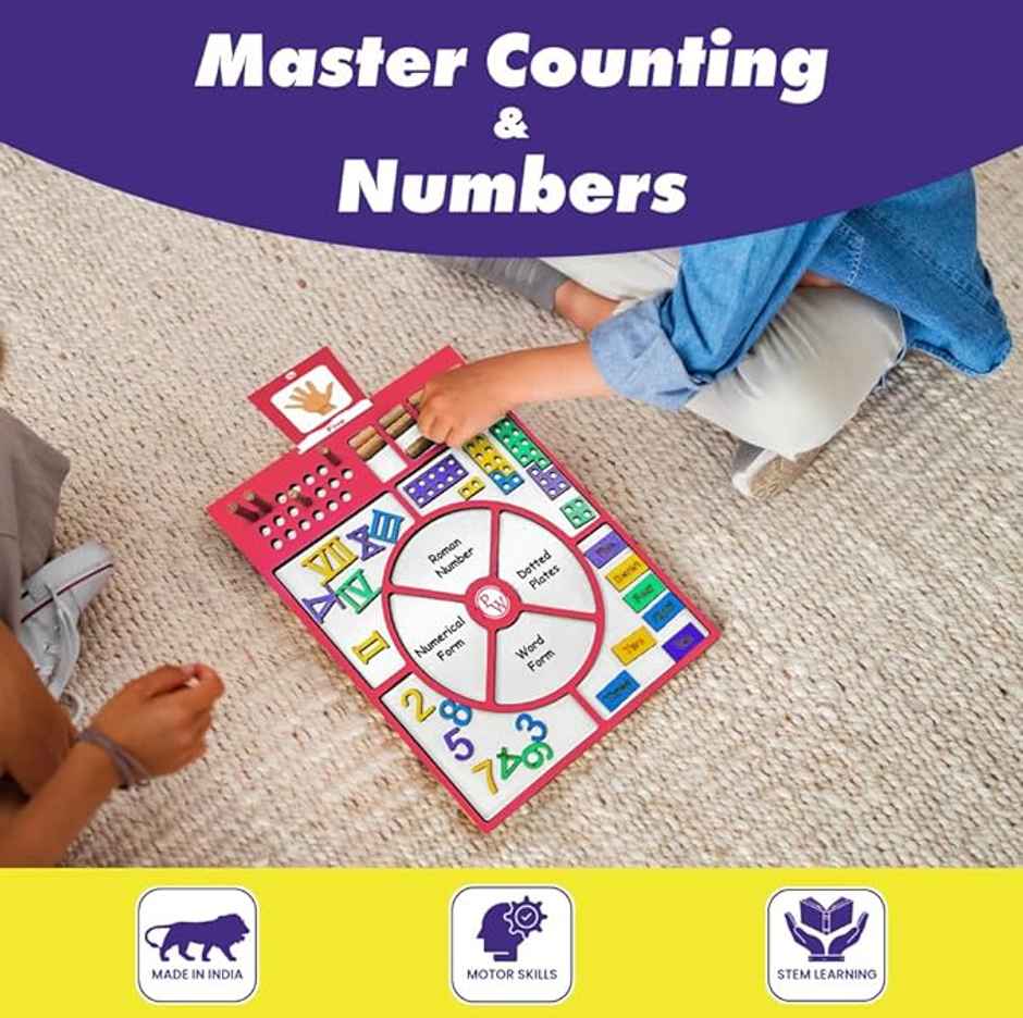 PW Counting Wizard Educational Math Kit - Wooden Board | Multicolor