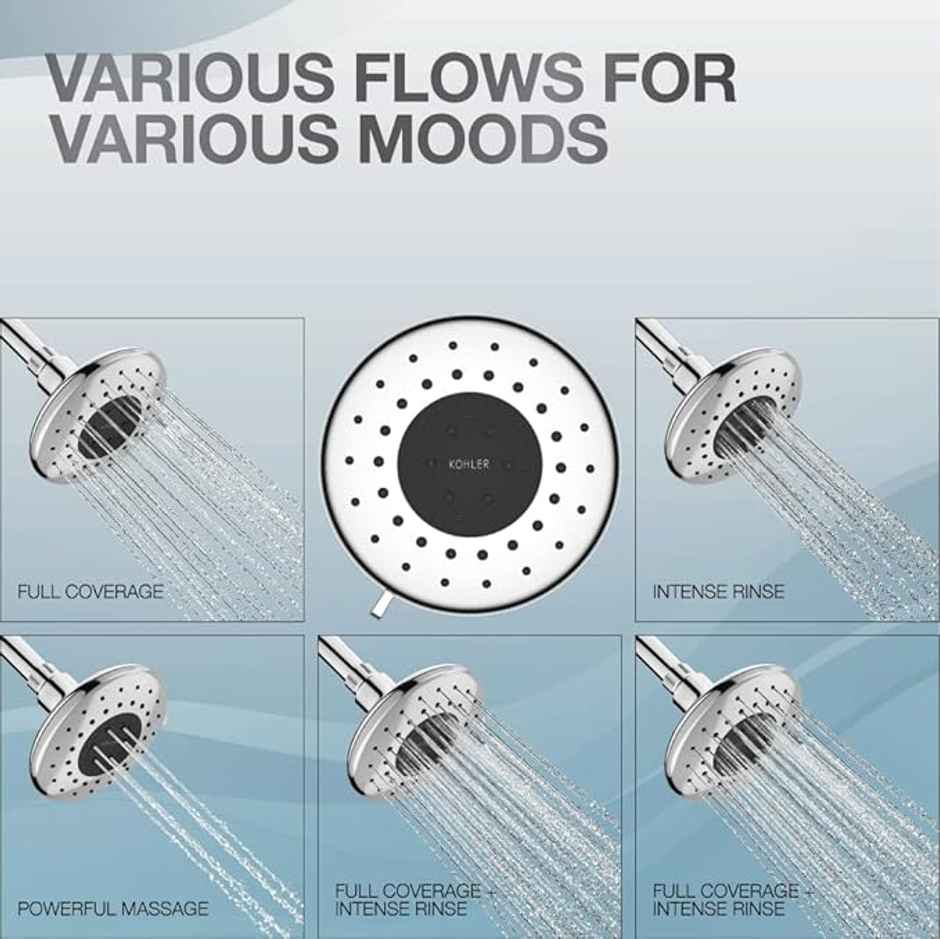 Kohler Daisyfield 5-spray Wall-mount Shower Head | Multifunction Overhead Shower | Chrome Finish