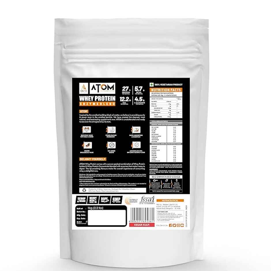AS-IT-IS ATOM Whey Protein with Digestive Enzymes | Kesar Kulfi Flavor
