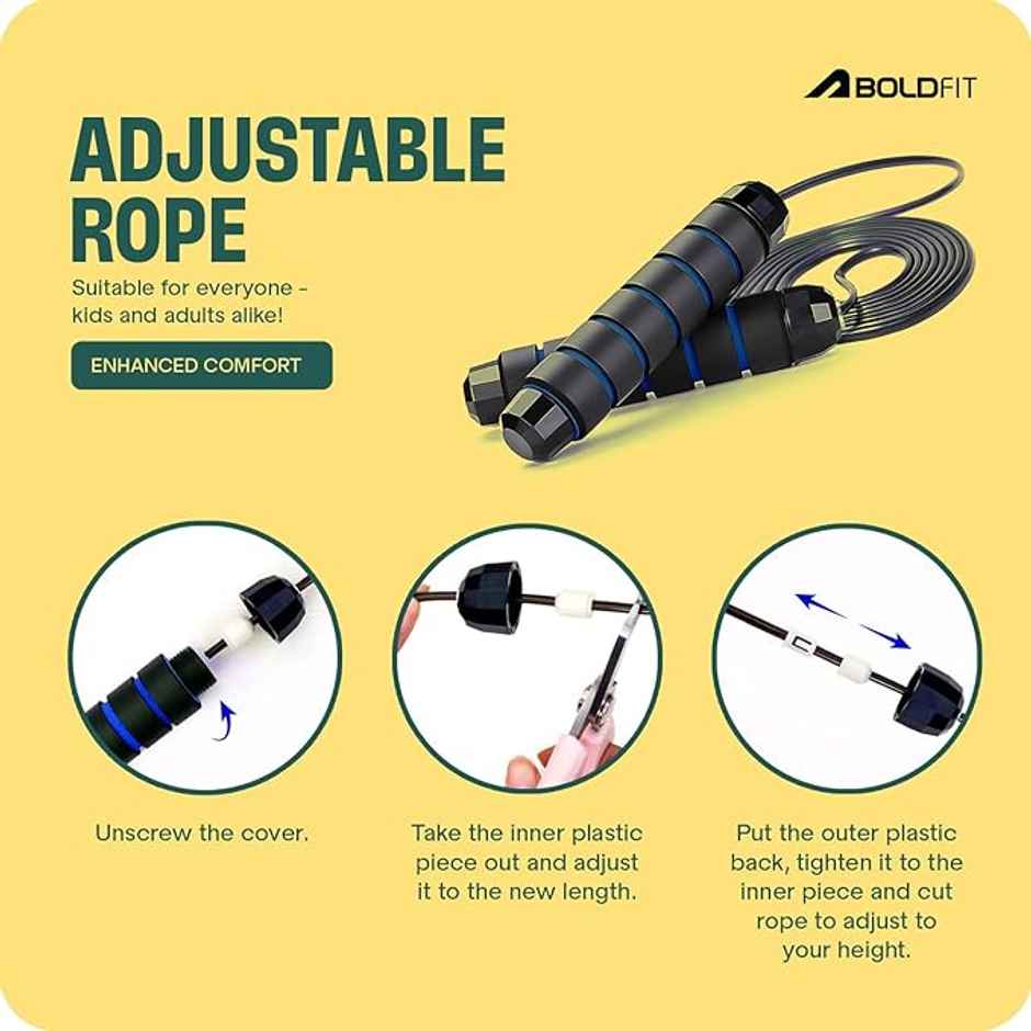 Boldfit Skipping Rope Adjustable Jumping Gym Rope Exercise Rope -Blue