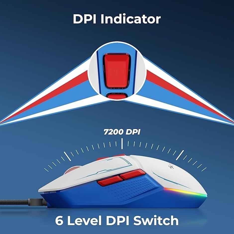 Zebronics Astro Premium Gaming Mouse With Upto Wired 7200 Dpi, 7 Buttons, Braided Cable