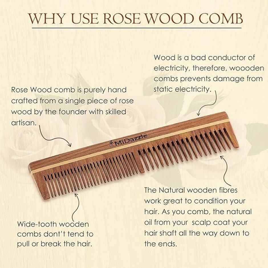 Midazzle Natural Handcrafted Sheesham Rosewood Hair Comb |MIRC2005