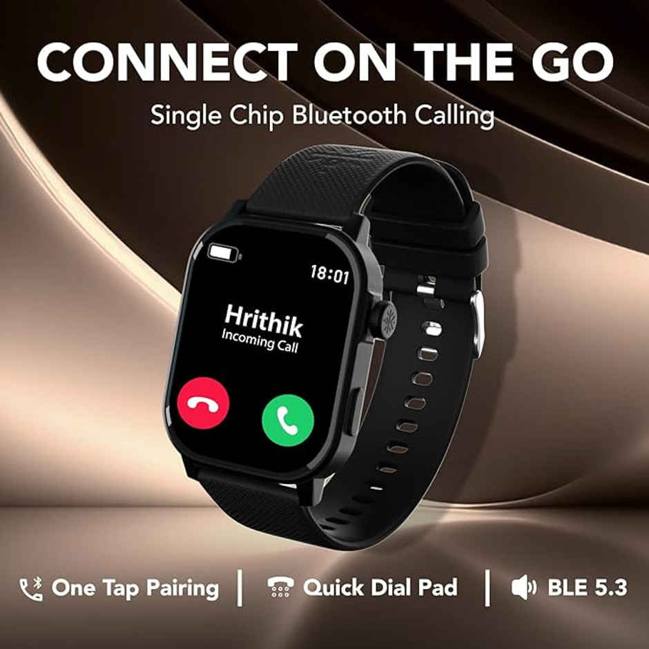 Cultsport Ace X 1.96" AMOLED Display, Live Cricket Score, AOD, BT Calling Smartwatch (Black)