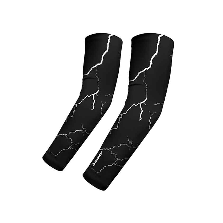 Autofy Active Fit 240 GSM Unisex Arm Sleeves | UV Protection Compression & Cooling Effect | Black