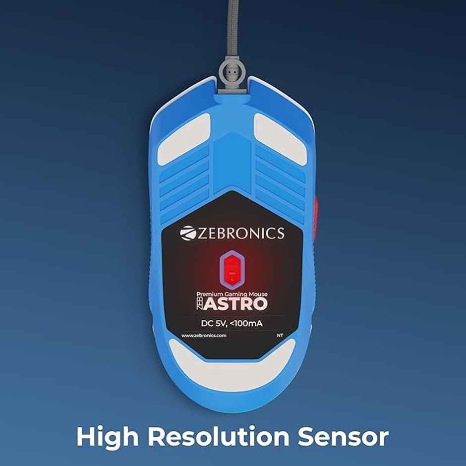 Zebronics Astro Premium Gaming Mouse With Upto Wired 7200 Dpi, 7 Buttons, Braided Cable