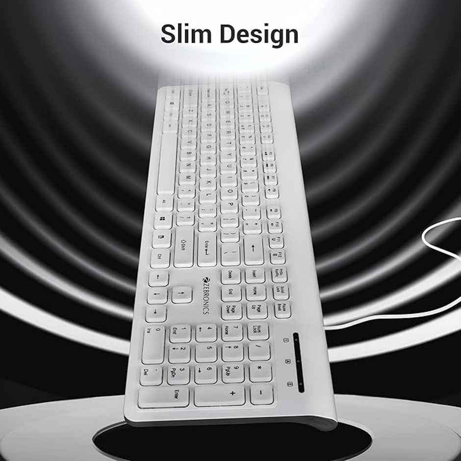 Zebronics K51 Wired Keyboard With 105 Keys, 1.3M Cable Key, Usb 12 Integrated Plug And Play (White)