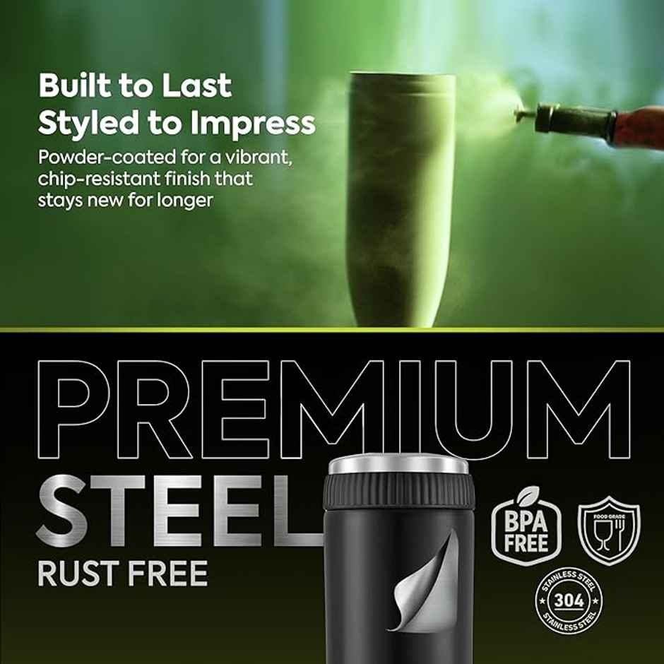 Pexpo Crypto ISI Certified Hot & Cold Flask | 430 ml | Knight Black | Stainless Steel