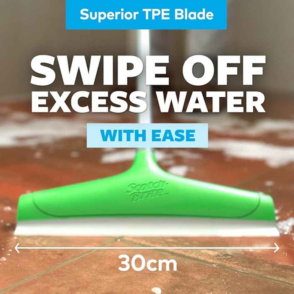 Scotch-Brite Bathroom Squeegee Wiper With Telescopic Handle | 30 CM | Green
