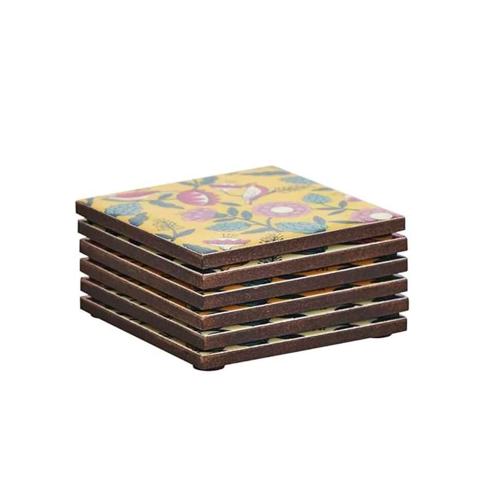 Chumbak Country Wooden Coasters - Set Of 6