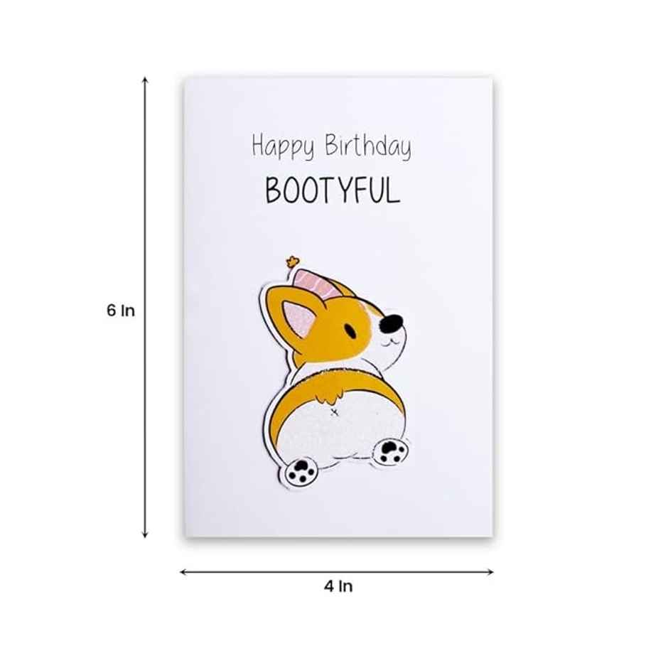 Itsy Bitsy Greeting Card & Envelope Happy Birthday Bootyful 4 x 6 Inch 2 Pc Pb Lb