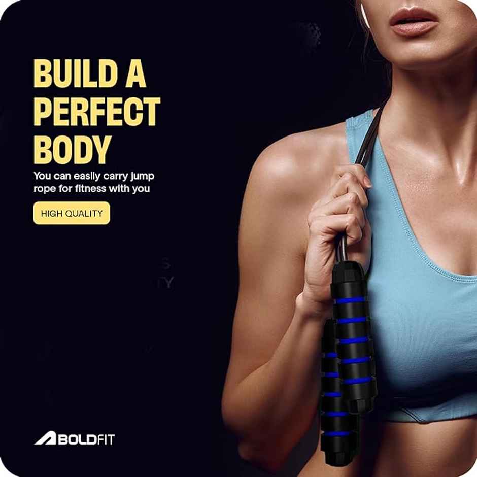 Boldfit Skipping Rope Adjustable Jumping Gym Rope Exercise Rope -Blue
