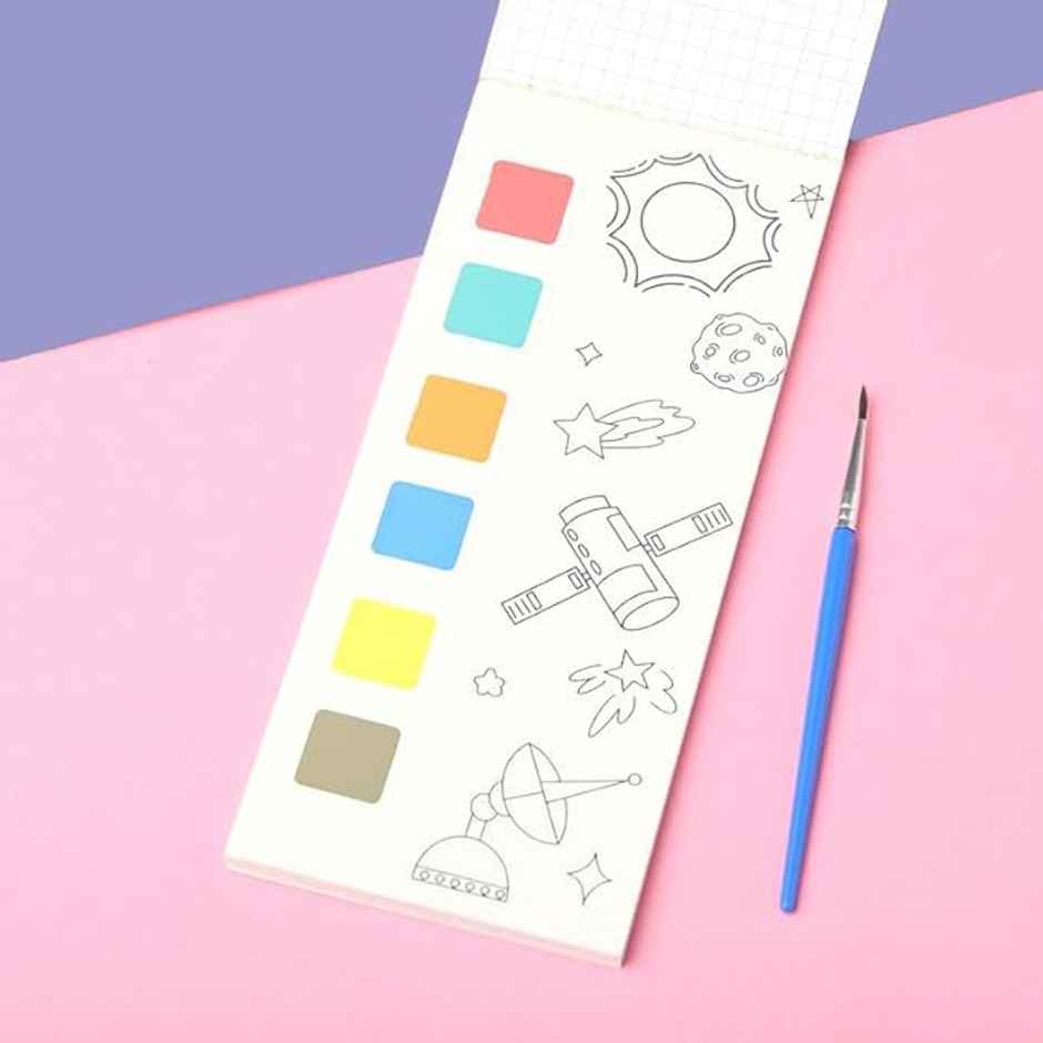 Chrome Pocket Watercolor Painting Book 20 Pages For Kids - Assorted Design & Color